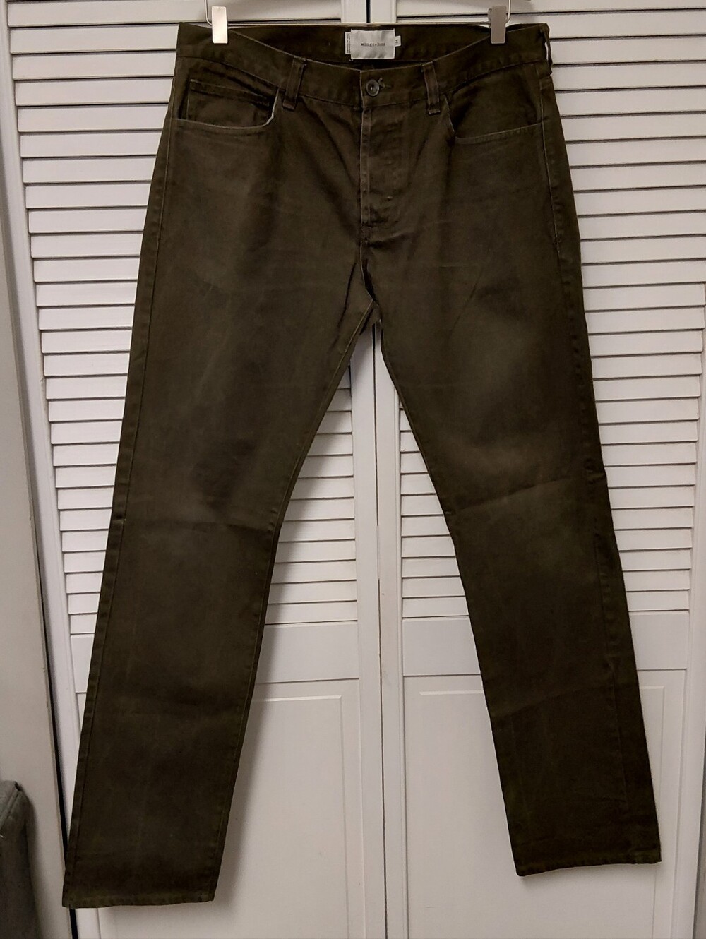 Wings + Horns Olive 5 Pocket Button Fly Pants